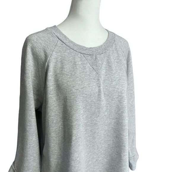 Lisa Rinna Collection Gray 3/4 Flutter Sleeve Crewneck Sweatshirt Size XL - Picture 5 of 12
